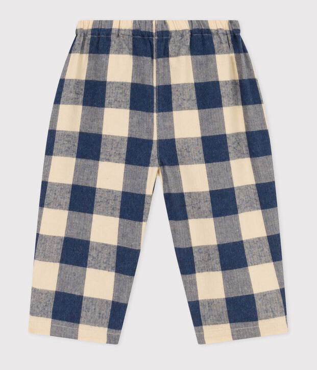 Pantal&oacute;n de franela a cuadros para beb&eacute; azul/crudo
