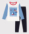 Pijama infantil de manga larga de algodón azul SMOKING/blanco MULTICO