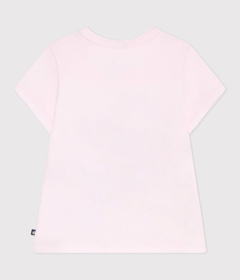 Camiseta infantil de manga corta de algod&oacute;n rosa