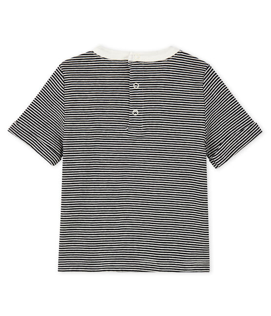 Camiseta para bebé niño mil rayas azul SMOKING/blanco MARSHMALLOW
