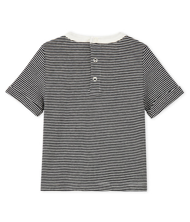 Camiseta para beb&eacute; ni&ntilde;o mil rayas azul/blanco