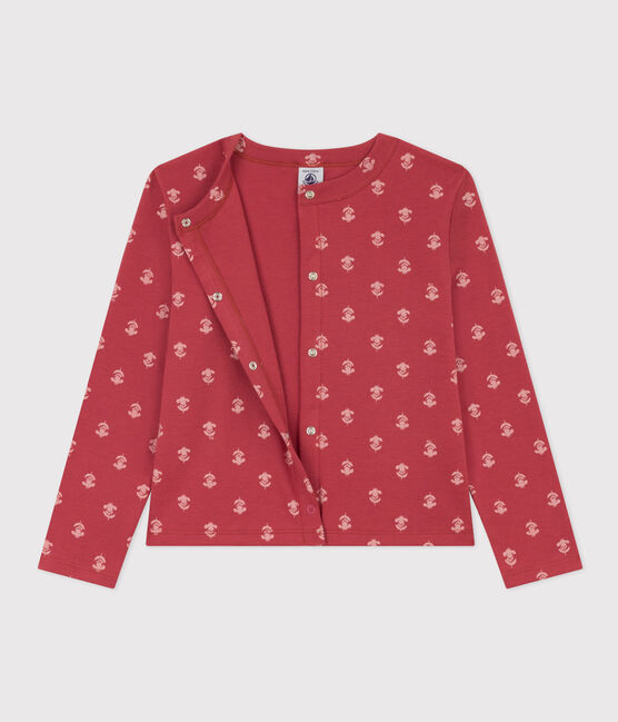Cárdigan estampado de algodón para niña rosa PAPI/beige AVALANCHE