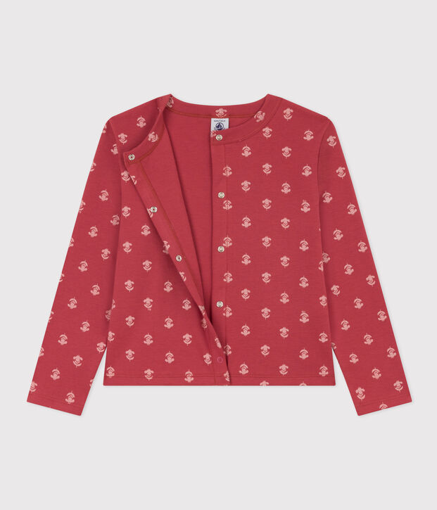 C&aacute;rdigan estampado de algod&oacute;n para ni&ntilde;a rosa/crudo