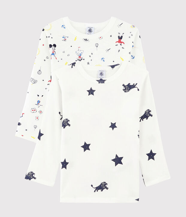 Juego de 2 camisetas de manga larga con estampado festivo de ni&ntilde;o peque&ntilde;o multicolor
