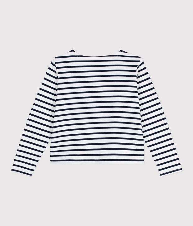 Marinera de algod&oacute;n para mujer blanco/azul