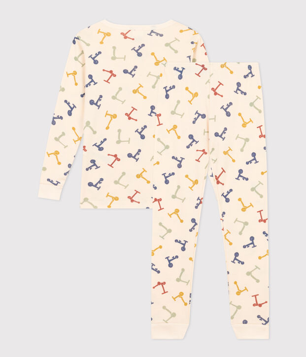 Pijama infantil ajustado de algod&oacute;n con estampado de patinete crudo/multicolor