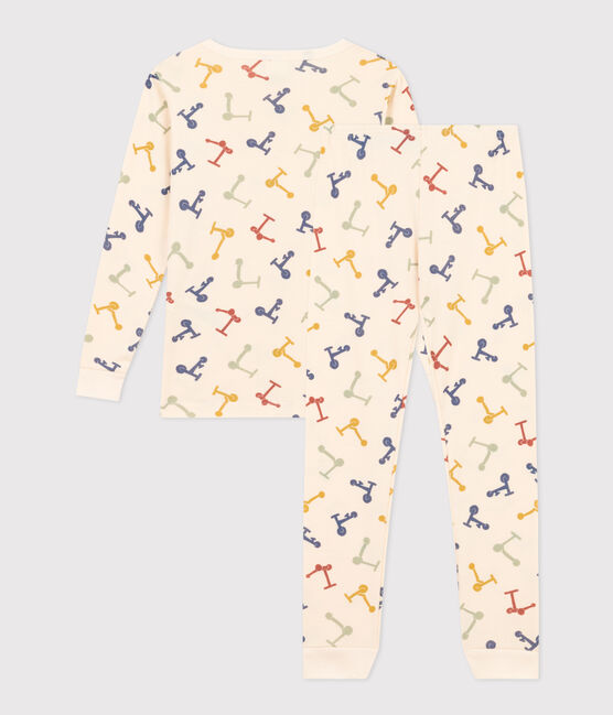 Pijama infantil ajustado de algodón con estampado de patinete blanco AVALANCHE/ MULTICO