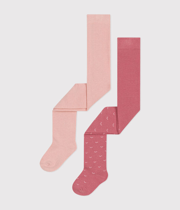 Juego de 2 pares de leotardos de punto de algod&oacute;n para beb&eacute; multicolor