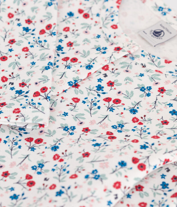 C&aacute;rdigan infantil de algod&oacute;n con flores blanco/multicolor