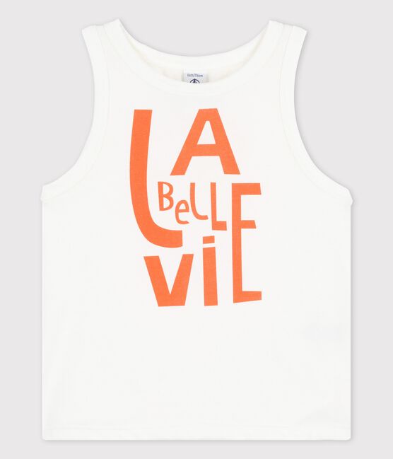 Camiseta de tirantes de algodón de niña blanco MARSHMALLOW