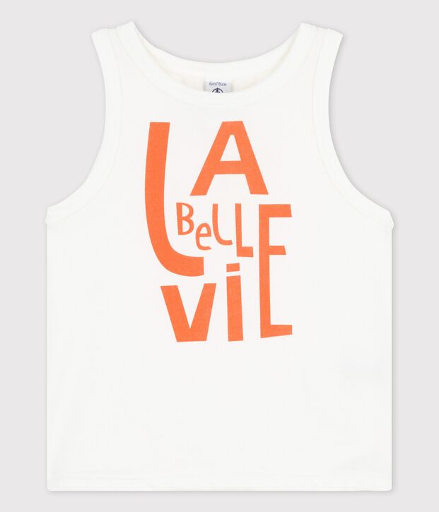 Camiseta de tirantes de algod&oacute;n de ni&ntilde;a blanco