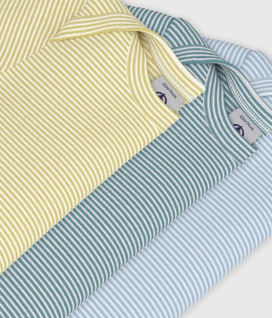 Juego de 3 bodies de algodón de manga corta a rayas para bebé variante 1