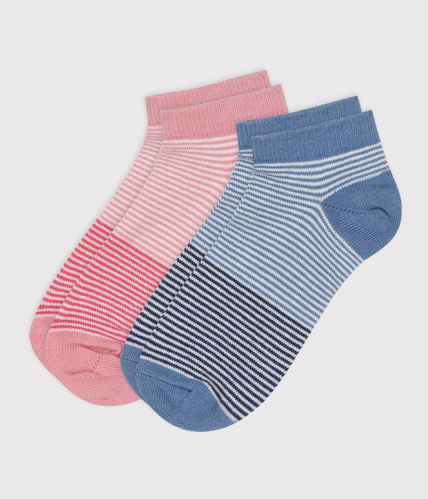 2 pares de calcetines infantiles para ni&ntilde;as en algod&oacute;n milenario multicolor