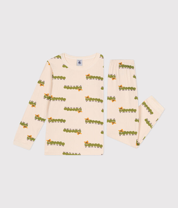 Pijama infantil de algod&oacute;n con estampado animal crudo/multicolor