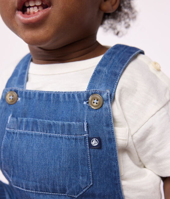 Peto corto de tejido vaquero ligero para bebé azul DENIM CLAIR