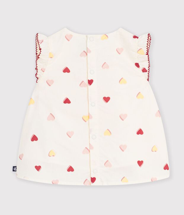 Blusa sin mangas de popelina de algod&oacute;n con estampado de corazones para beb&eacute; crudo/multicolor