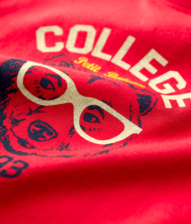 Camiseta de manga larga de algod&oacute;n de ni&ntilde;o rojo