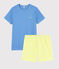 Pijama corto azul y amarillo de canalé unisex azul EDNA/crudo MULTICO