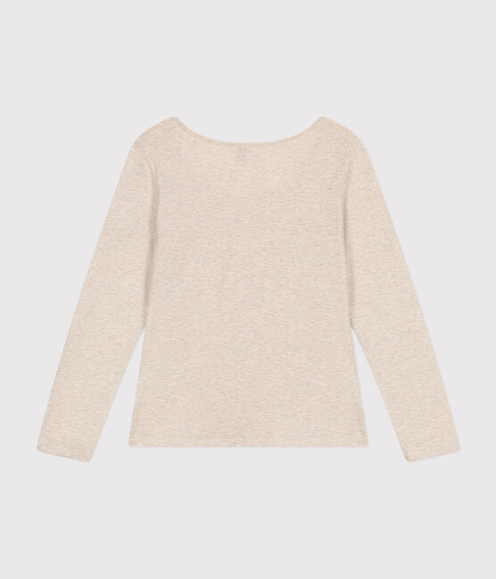 Camiseta Recta de manga larga de punto flameado con cuello de bailarina para mujer beige MONTELIMAR CHINE