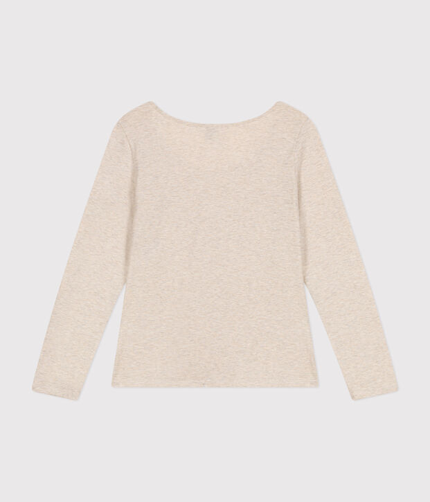 Camiseta Recta de manga larga de punto flameado con cuello de bailarina para mujer MONTELIMAR CHINE