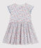 Vestido infantil de algodón de manga corta con flores blanco MARSHMALLOW/blanco MULTICO