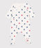 Pijama de algodón de corazones a rayas para bebé blanco MARSHMALLOW/blanco MULTICO