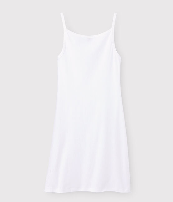 Vestido de tirantes emblemático de algodón de mujer blanco ECUME
