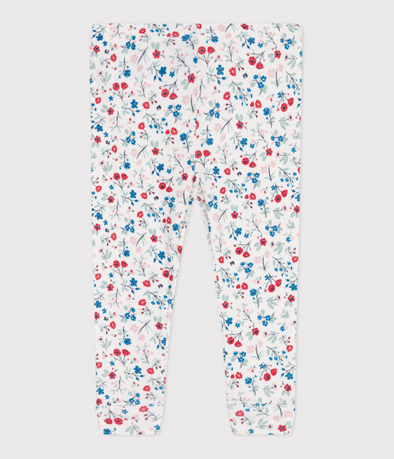 Leggings de algodón con estampado de flores para bebé blanco MARSHMALLOW/blanco MULTICO