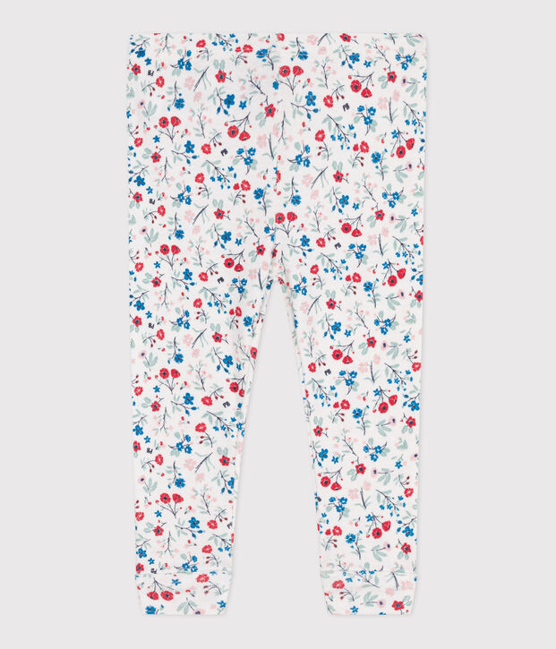 Leggings de algod&oacute;n con estampado de flores para beb&eacute; blanco/multicolor