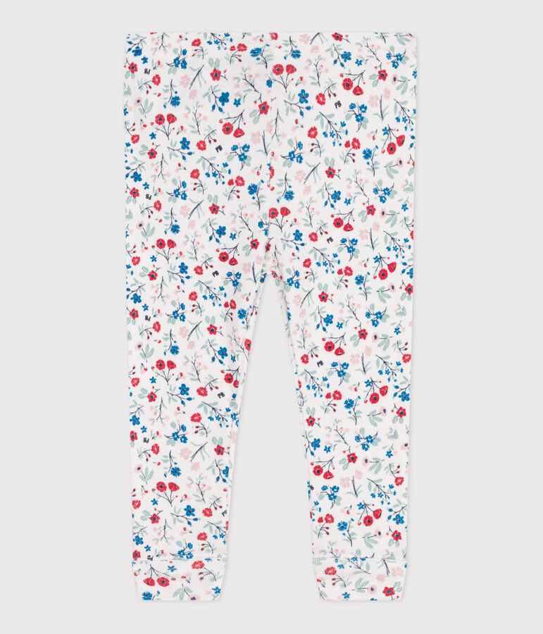 Leggings de algod&oacute;n con estampado de flores para beb&eacute; blanco MARSHMALLOW/blanco MULTICO