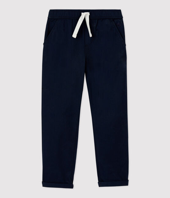 Pantalón de corte normal de sarga de algodón de niño azul SMOKING