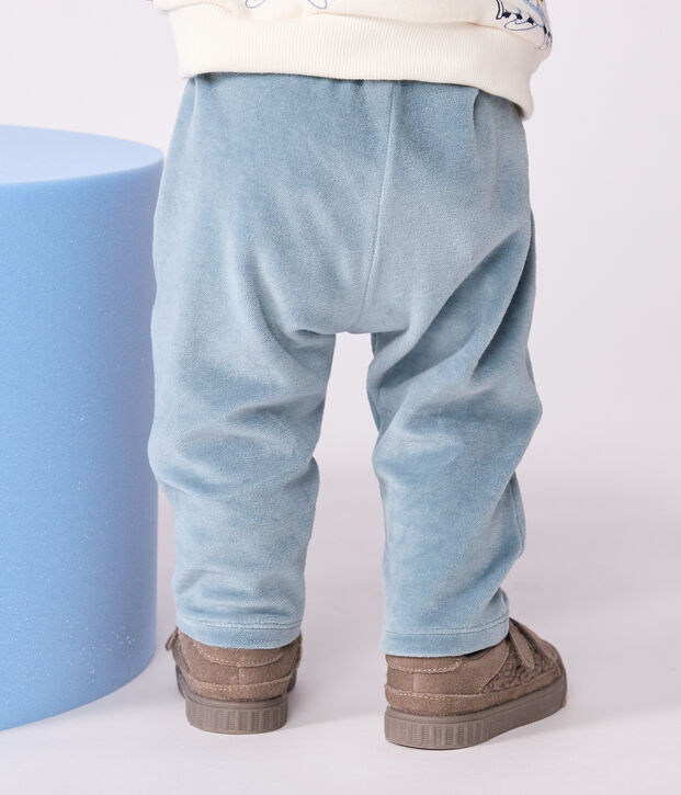 Pantal&oacute;n de rizo aterciopelado liso para beb&eacute; azul