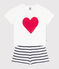 Pijama corto infantil de algodón con estampado de corazones blanco MARSHMALLOW/azul SMOKING