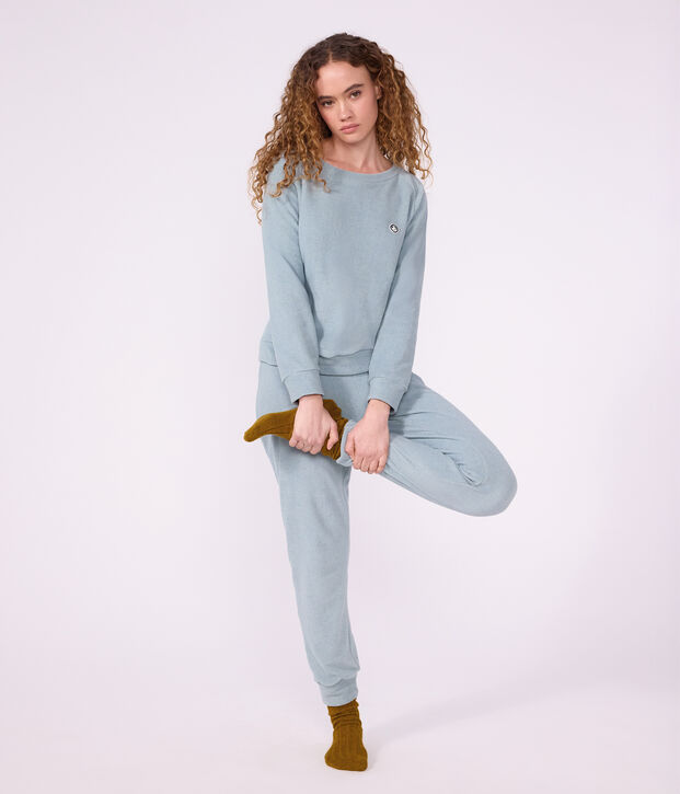 Pijama liso de rizo de algod&oacute;n para mujer SEDUMBLUE