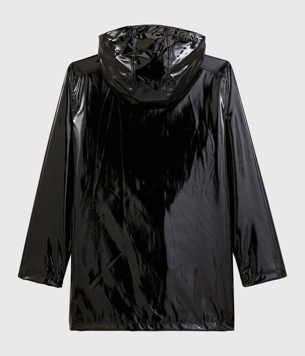 Impermeable de charol emblem&aacute;tico para mujer negro