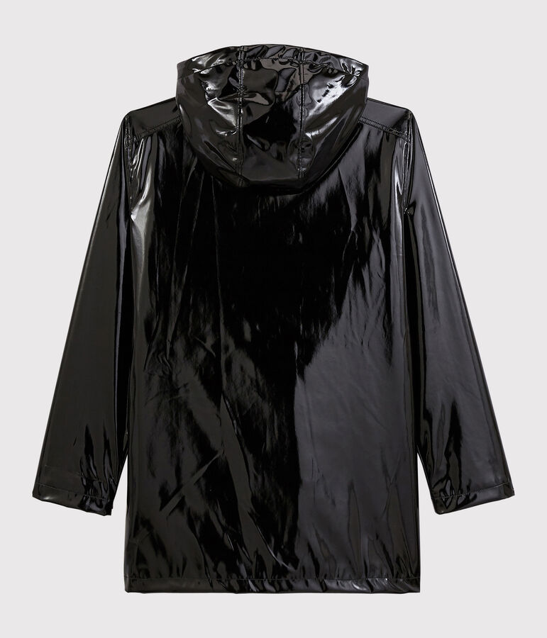 Impermeable de charol emblem&aacute;tico para mujer negro NOIR