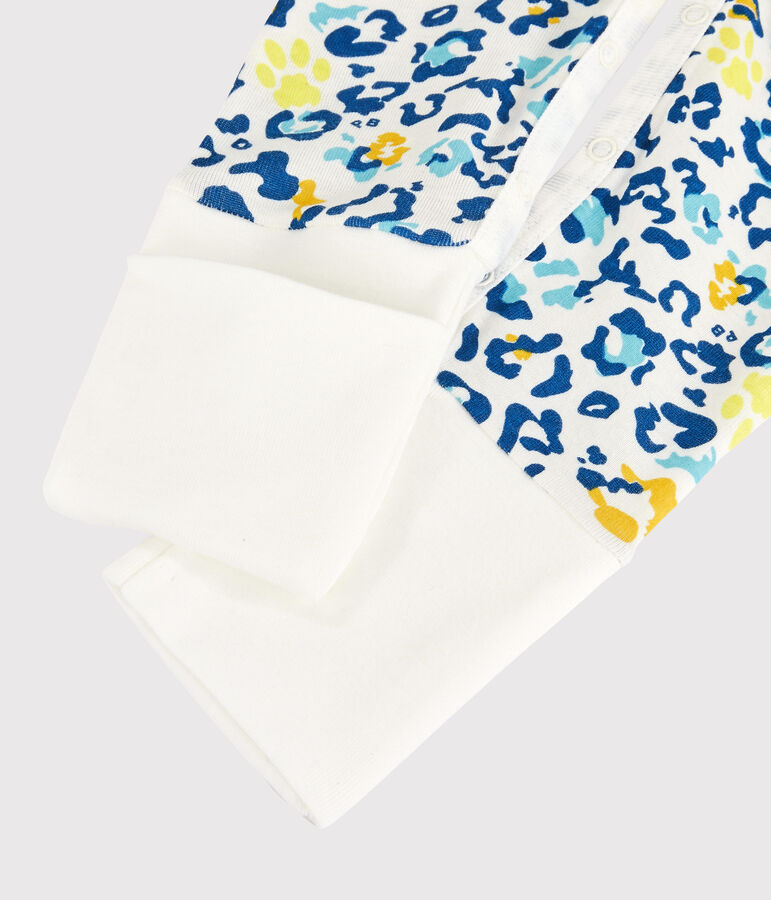 Pelele con pies amovibles de beb&eacute; fosforescente con estampado de pantera de algod&oacute;n blanco/multicolor