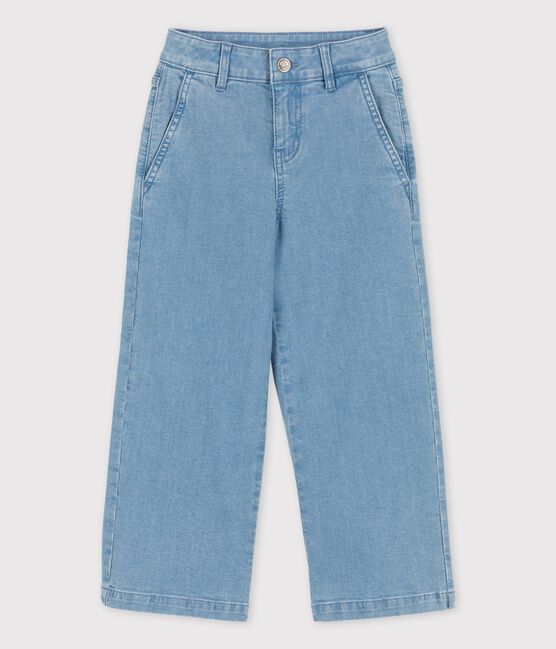 Pantalón de campana de tejido vaquero claro para niña azul DENIM BLEU