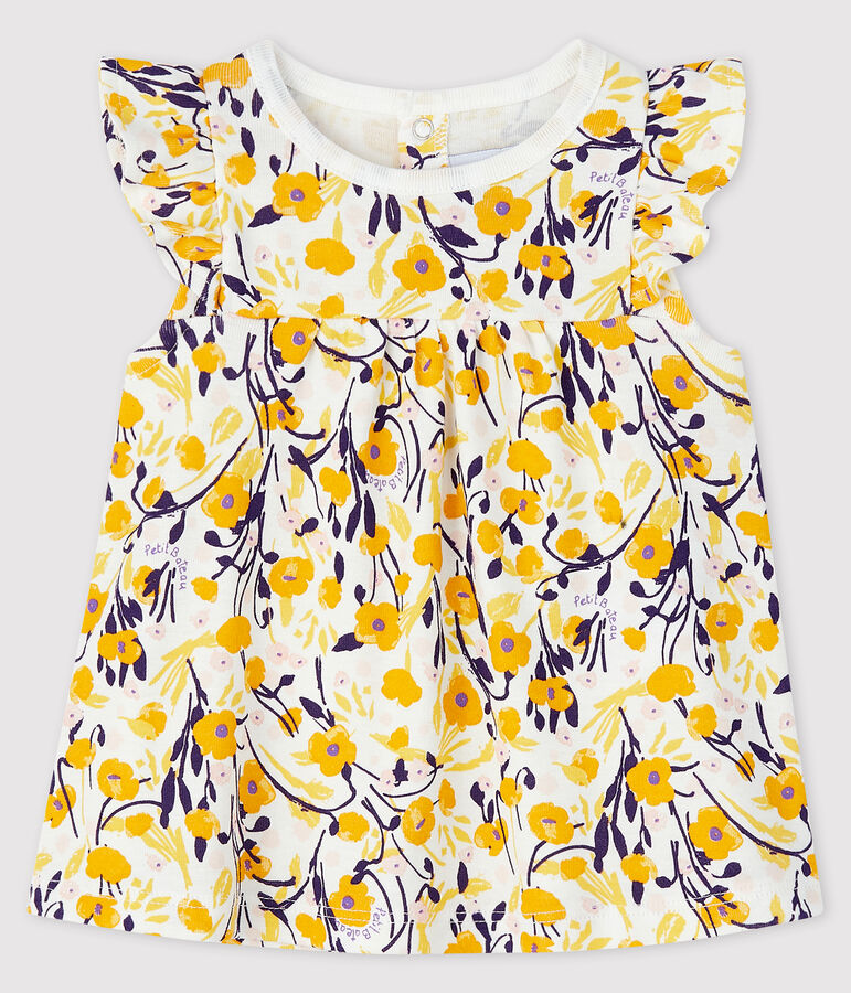 Blusa de manga corta para beb&eacute; ni&ntilde;a blanco MARSHMALLOW/blanco MULTICO