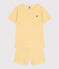 Pijama infantil corto de algodón a rayas amarillo BLE/blanco MARSHMALLOW