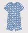 Pijama corto infantil de algodón con estampado de ballena azul BEACH/ MARSHMALLOW