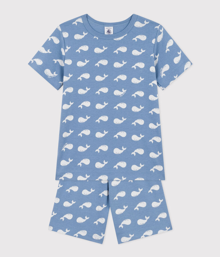Pijama corto infantil de algod&oacute;n con estampado de ballena azul BEACH/ MARSHMALLOW