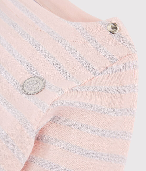 Marinera de algodón de niña rosa MINOIS/ MARSHMALLOW ARGENT BRILLANT