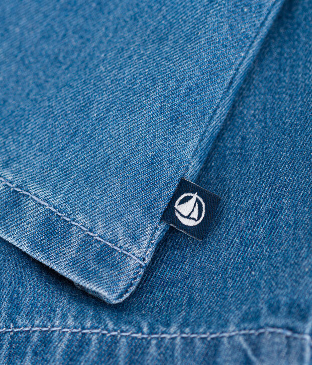 Blusa de tejido vaquero ligero para beb&eacute; azul