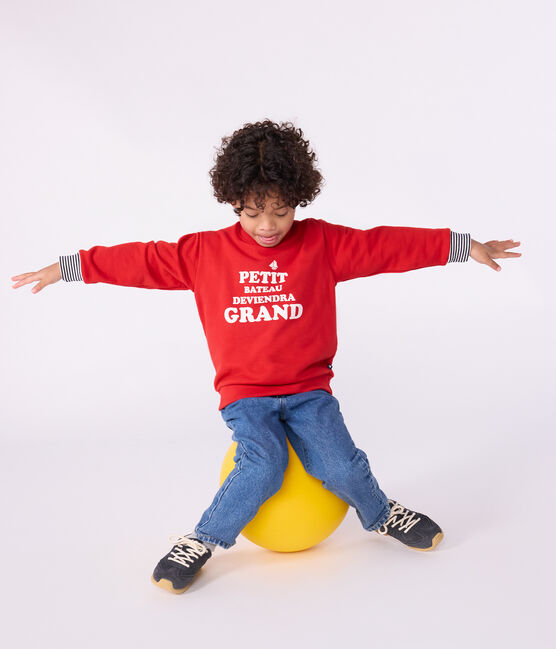 Sudadera infantil de algodón con estampado rojo POMPEI
