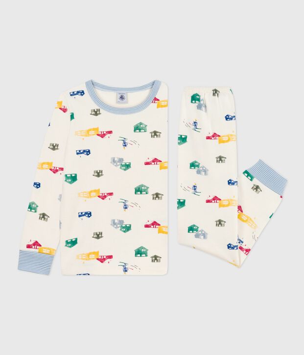 Pijama infantil de felpa con estampado de caba&ntilde;as crudo/multicolor