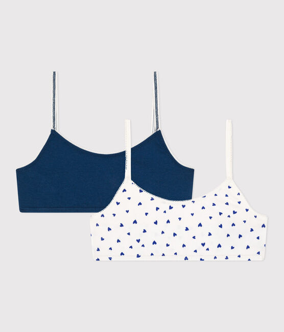Juego de 2 tops de algodón y elastano con corazón para niña variante 1