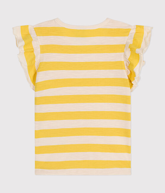 Camiseta de punto flameado a rayas para niña amarillo NECTAR/ AVALANCHE