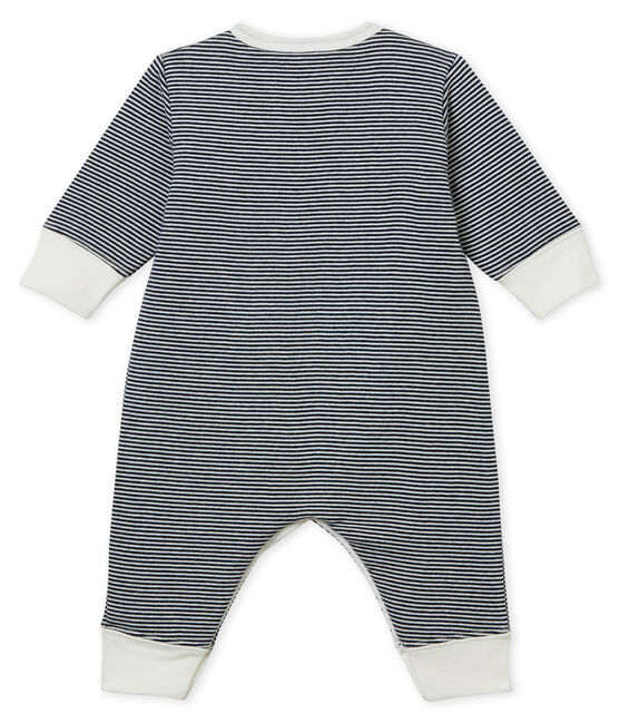 Pijama de bebé sin pies en túbico para niño azul SMOKING/blanco MARSHMALLOW