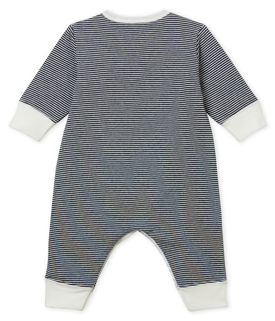 Pijama de bebé sin pies en túbico para niño azul SMOKING/blanco MARSHMALLOW